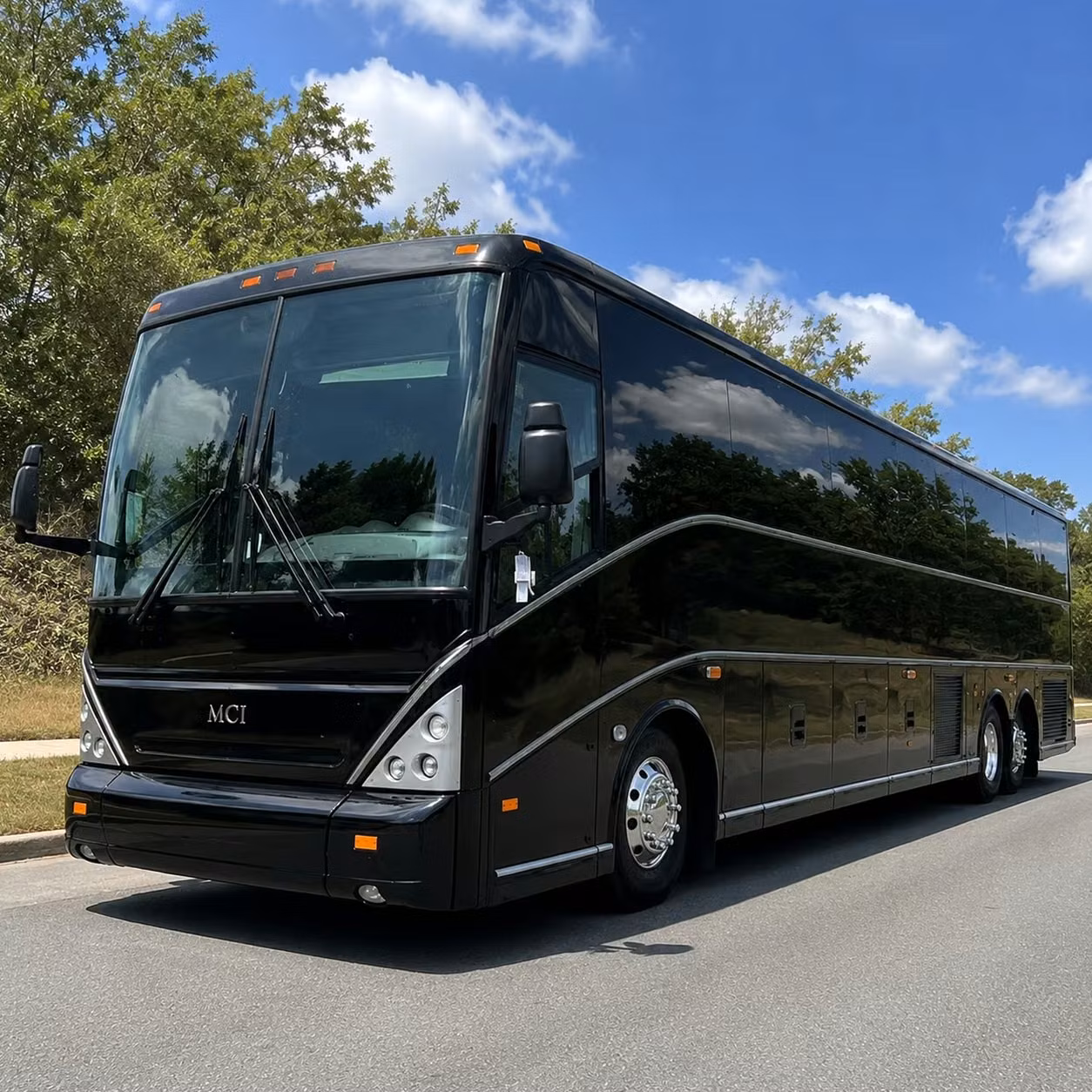 corona charter bus rental exterior