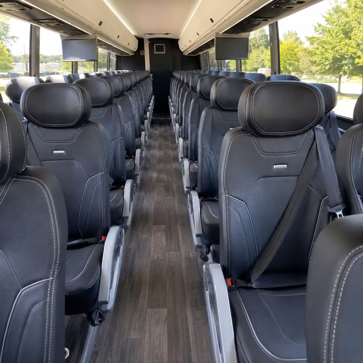 corona charter bus rental interior